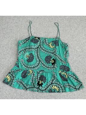 LOFT Floral Peplum Cami Top Small Teal Tropical Rayon Sleeveless‎
